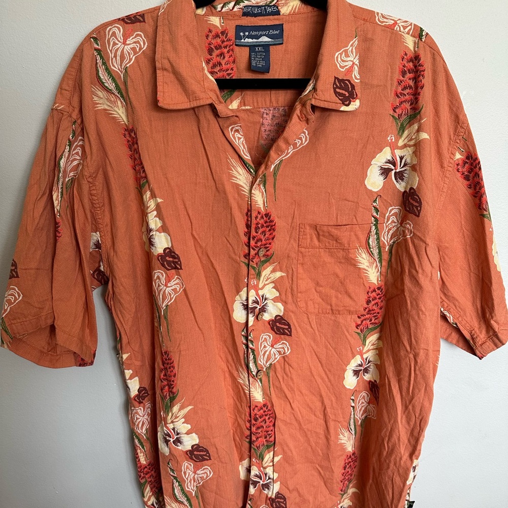 Newport Coral Men's Shirt Hawaiian Tropical Button Down Short Sleeve Size XXL